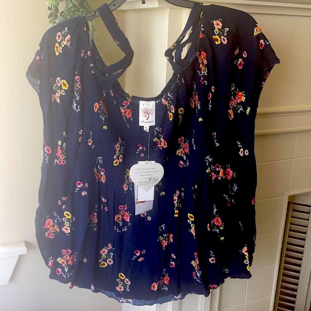 Size XL Self Esteem Navy Off the Shoulder Top
